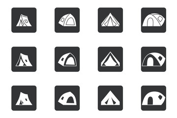 Tent. illustration or icon of a tent in a box. Stock illustration icon vector.