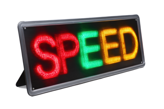 LED SPEED Sign Isolated on Transparent Background