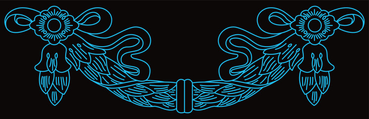 This symmetrical classic ornamental border features intricate floral and leaf patterns.