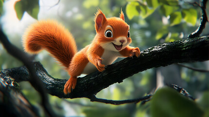 red squirrel on a tree