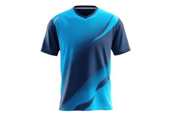 Blue and Navy Sports Jersey Mockup on Transparent Background
