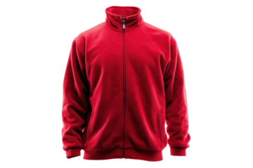Red Zip-Up Sports Jacket on Transparent Background