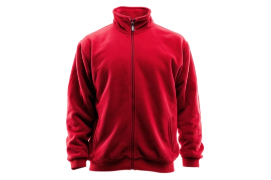 Red Zip-Up Sports Jacket on Transparent Background