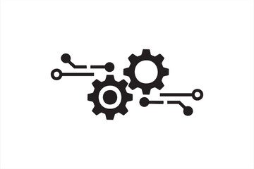 Futuristic AI Technology Concept with Gear and Circuit Elements