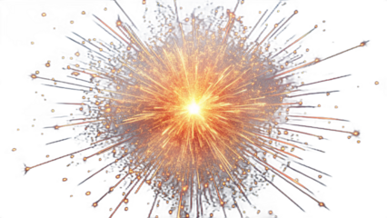 Bright Explosion with Sparks on Black Background
