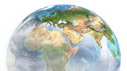 Detailed Earth Globe View: Africa, Europe, Asia, and Oceans