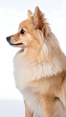 Obraz premium Fluffy dog profile, light background