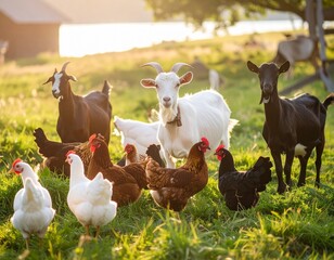 Farm Animals at Golden Hour
