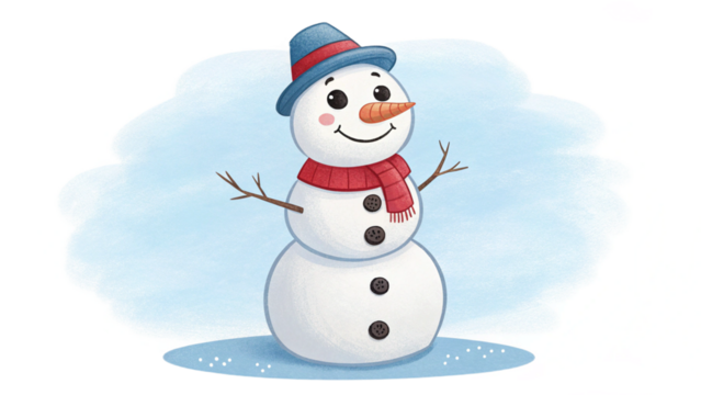 Cute Cartoon Snowman Illustration for Winter Holidays
