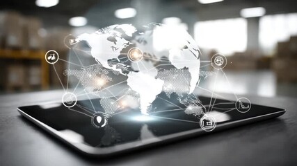 Global network tablet graphic - Powered by Adobe