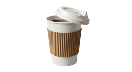 Coffee cup with lid isolated on transparent background