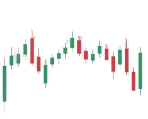Forex trading candlestick chart pattern showing market volatility and trends transparent background