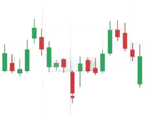 Candlestick chart pattern showing financial market trends and trading data visualized on a transparent background transparent background