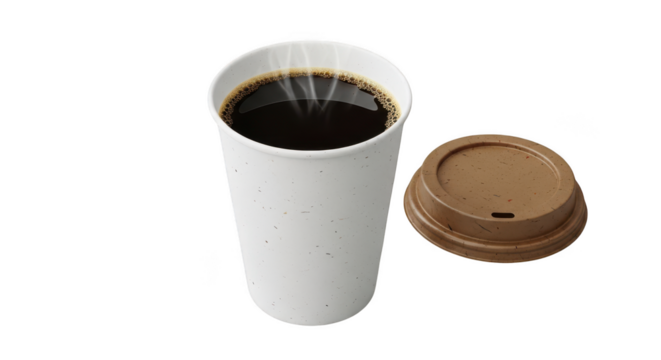 Coffee cup and lid isolated on transparent background