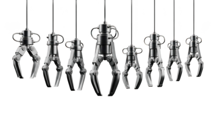 Row of claw machines isolated on transparent background