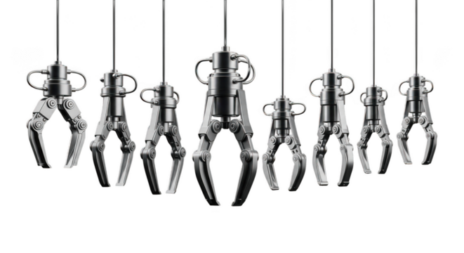 Row of claw machines isolated on transparent background