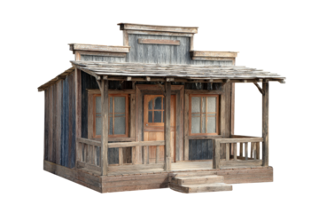 Vintage Western Roadhouse Facade on Transparent Background