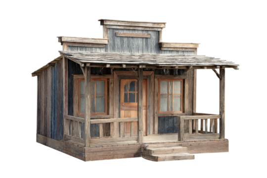 Vintage Western Roadhouse Facade on Transparent Background