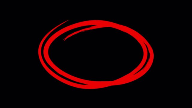 Hand drawing Red circle highlight marker on transparent background. Circle marker with drawing ink brush effect