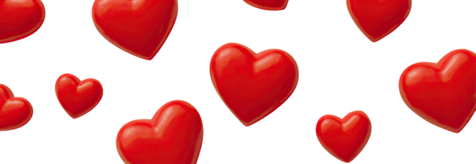 Red hearts scattered on a black background