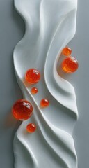 White cream swirls with orange spheres