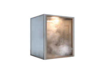 Modern Steam Room Booth with Visible Steam