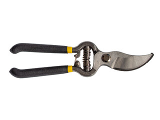 Obraz premium Branch pruner shears on the white background. Gardening supplies and tools. Durable pruning secateurs 