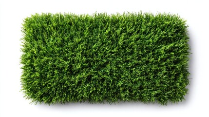 A lush, rectangular patch of vibrant green grass. The detailed texture showcases the freshness of the plant, a perfect visual for natural beauty
