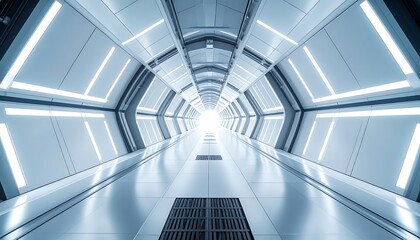 Obraz premium Futuristic tunnel corridor with bright light