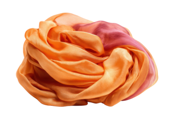 Orange-Pink Silk Neckcloth Scarf on Transparent Background