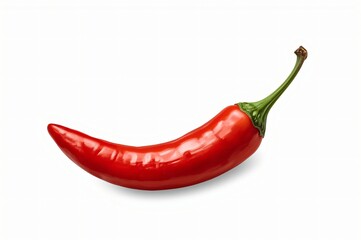 Single red chili pepper, glossy surface,  isolated on white