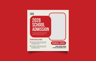 School Admission Open for 2026 Academic Year Flyer Design Template for Social Media and Print Marketing Promoting Educational Opportunities