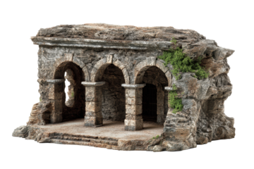 Stone Arched Ruin Model on Transparent Background
