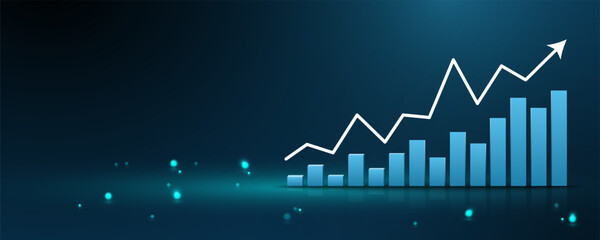 Stock market analysis graph, business and financial trends
