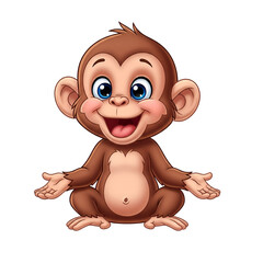 Obraz premium Cute Cartoon Monkey with Big Eyes and Happy Smile