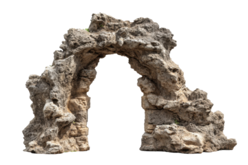 Rugged Stone Gate Arch on Transparent Background