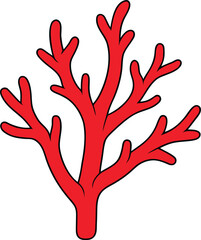 Obraz premium Red Coral Reef Branch on Transparent Background