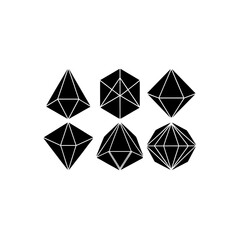 Geometric Polyhedra Icons Set - Vector Illustration