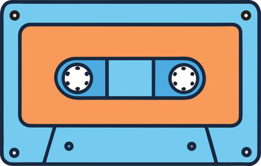 Naklejka premium Retro Cassette Tape Icon on Transparent Background