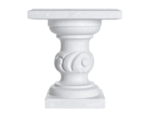 Elegant White Baluster with Ornate Design on White Background.