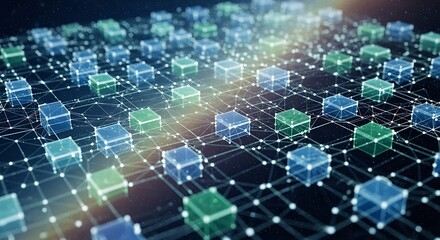 Abstract Network of Interconnected Cubes.