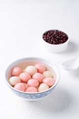 Tangyuan (Chinese sweet dumpling), Glutinous rice ball in syrup, Dessert celebrated in mid autumn lantern festival or new year