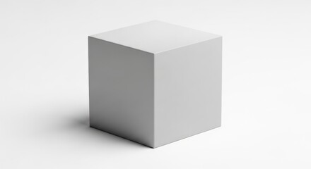 Simple White Cube on White Background, Minimalist Design Element, Mockup
