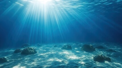 Sunlight Piercing Underwater Rocks