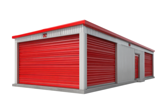 Red Rollup Storage Unit on Transparent Background
