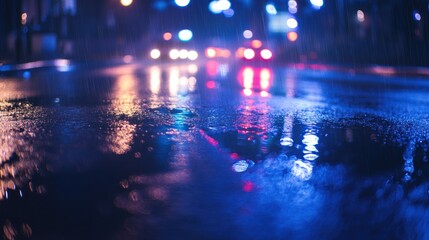 Fototapeta premium Rainy Night City Street Reflections