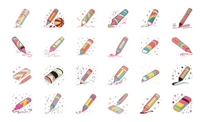 Colorful Education Icons Bundle with Science, Technology, School Supplies, Learning Tools, Graduation, Laboratory and Creative Study Elements