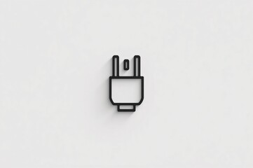 Minimalist plug icon on white background, electricity concept