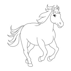Horse line art illustration designed for kids coloring pages printable crafts educational activities posters and creative design projects simple black and white outline
