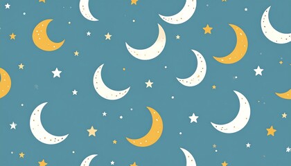 Cute repeating pattern of moons and stars